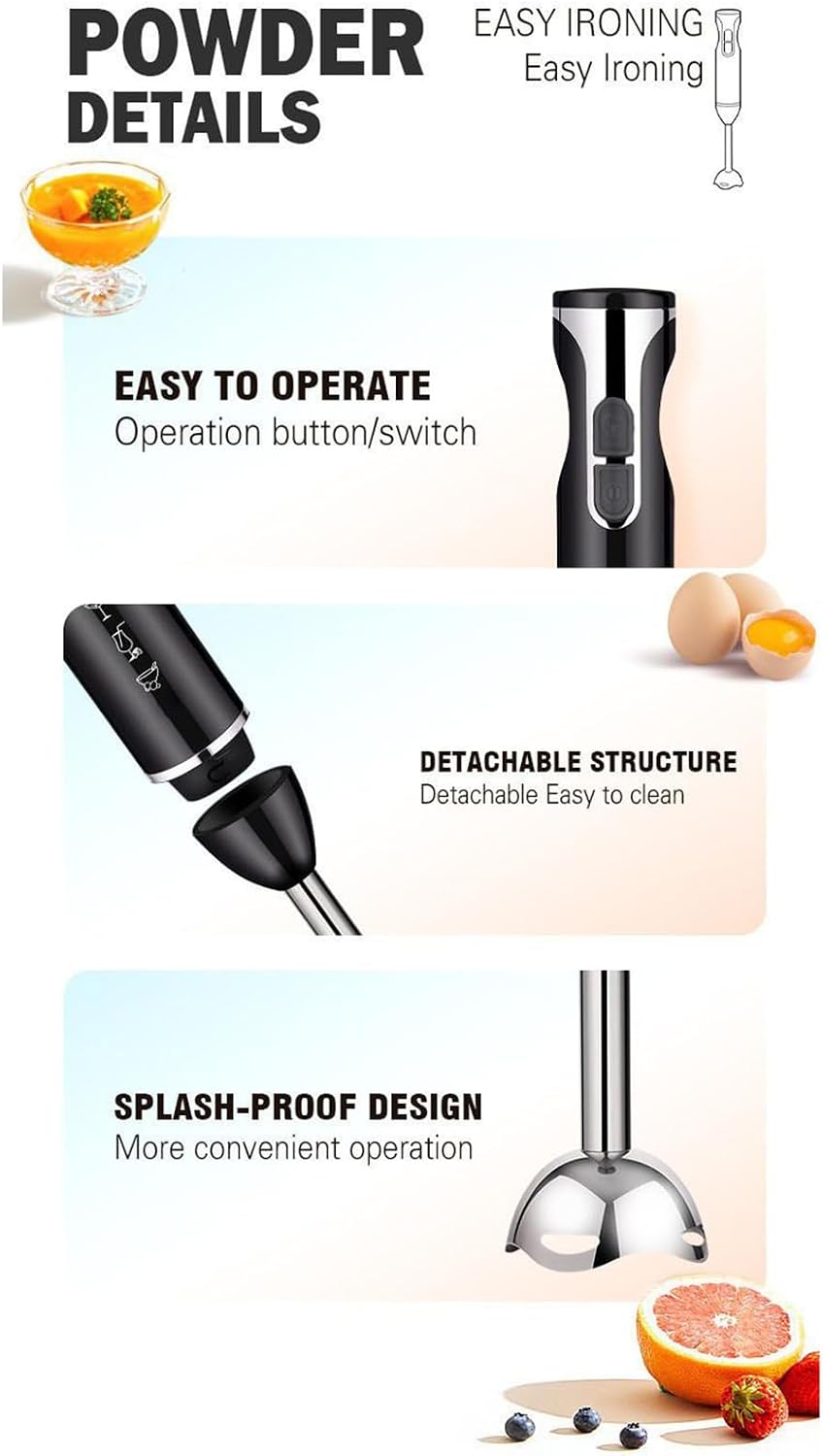 Silver Crest 21678 Hand Blender – Stainless Steel Immersion Blender | Kitchen Gadgets Portable | Powerful Handheld Mixer Blender Stick for Shakes Soup Puree Meat Jams Garlic Tomato