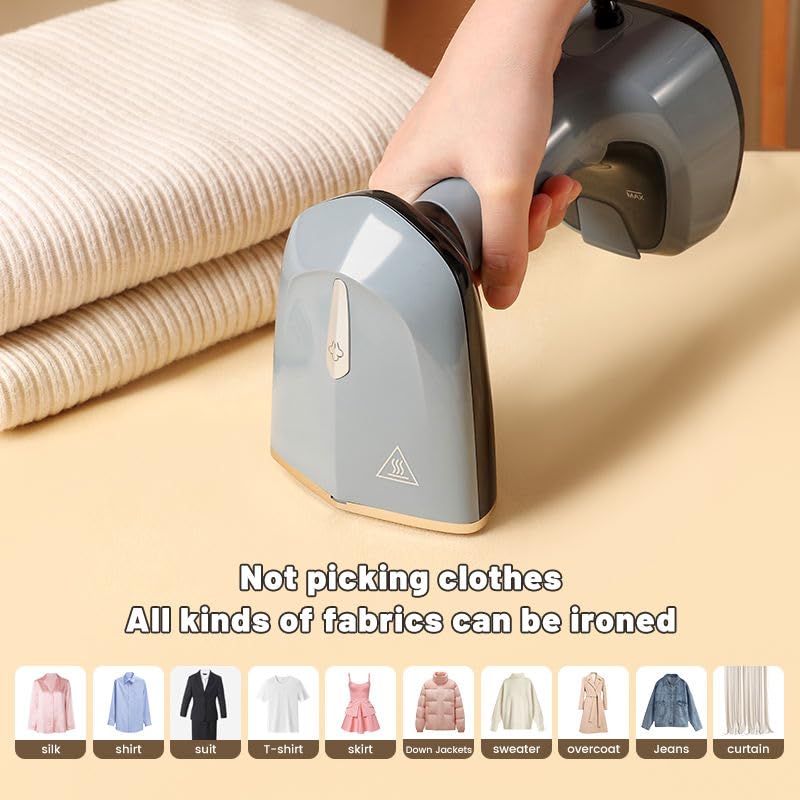 Slivers Criest 1500W Portable Handheld Garment Steamer for Clothes, Foldable Travel Steamer with Continuous Steam, Detachable Water Tank & Fabric Brush