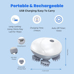 Electric Head Scalp Massager with 4 Detachable Massage Claws & 3 Speeds, Portable Handheld for Men Women Hair Growth & Stress Relax, Cat Dog Pet Head Massager, White