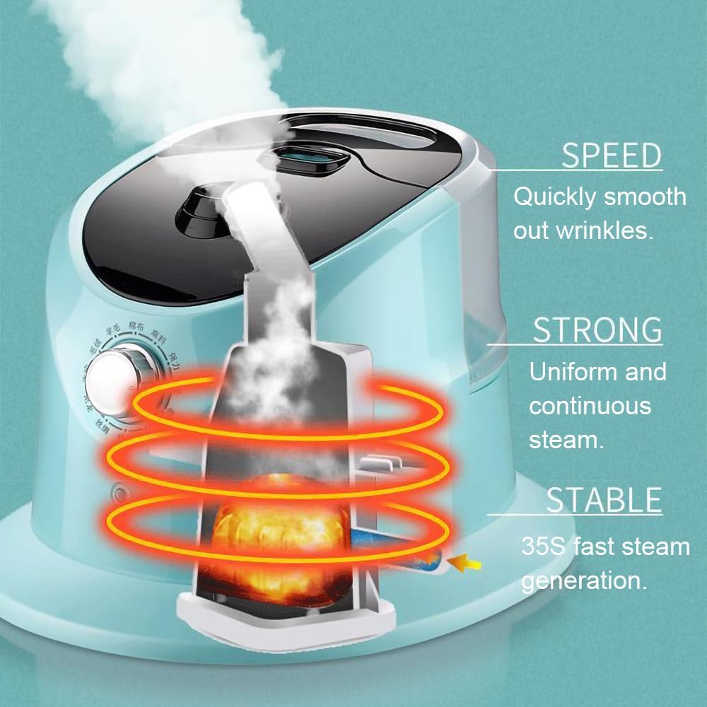 Moliax Professional Vertical Garment Comfort Touch Plus Standing Garment Steamer 1800W Electric Steam Iron Hanging Ironing Machine Fabric Wrinkles Remover 1.7L Roundtube