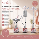 Moliax Professional Vertical Garment Comfort Touch Plus Standing Garment Steamer 1800W Electric Steam Iron Hanging Ironing Machine Fabric Wrinkles Remover 1.7L Roundtube