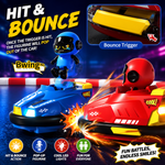 Remote Control Bumper Cars for Kids Toy – Hit & Bounce RC Battle Cars with Pop-Up Drivers, LED Lights & Music (2 Players)