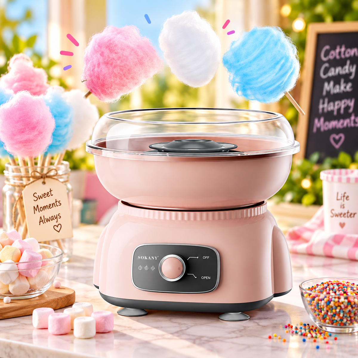 SOKANY SK-07071 Cotton Candy Maker – 500W Mini Home Candy Floss Machine Electric Appliance Cotton Candy Maker for Children
