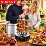 SOKANY SK-6113 Electric Skewer Grill – 1500W Rotating BBQ Kebab Maker with 8 Skewers