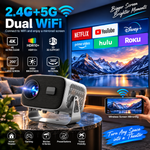 A10 Android Projector Support WIFI/BT5.0 4K Portable Projector with Autofocus & Keystone 5W Speakers Smart Home Projector for Phone Laptop