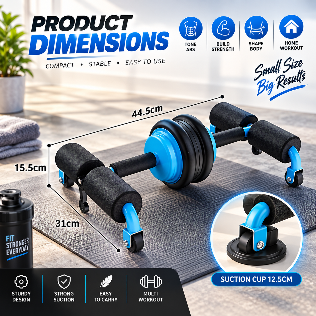 Multifunctional Abdominal Wheel Roller | 4-Wheel Core Trainer & Full Body Exercise Roller ,Home Gym Fitness for Men Women