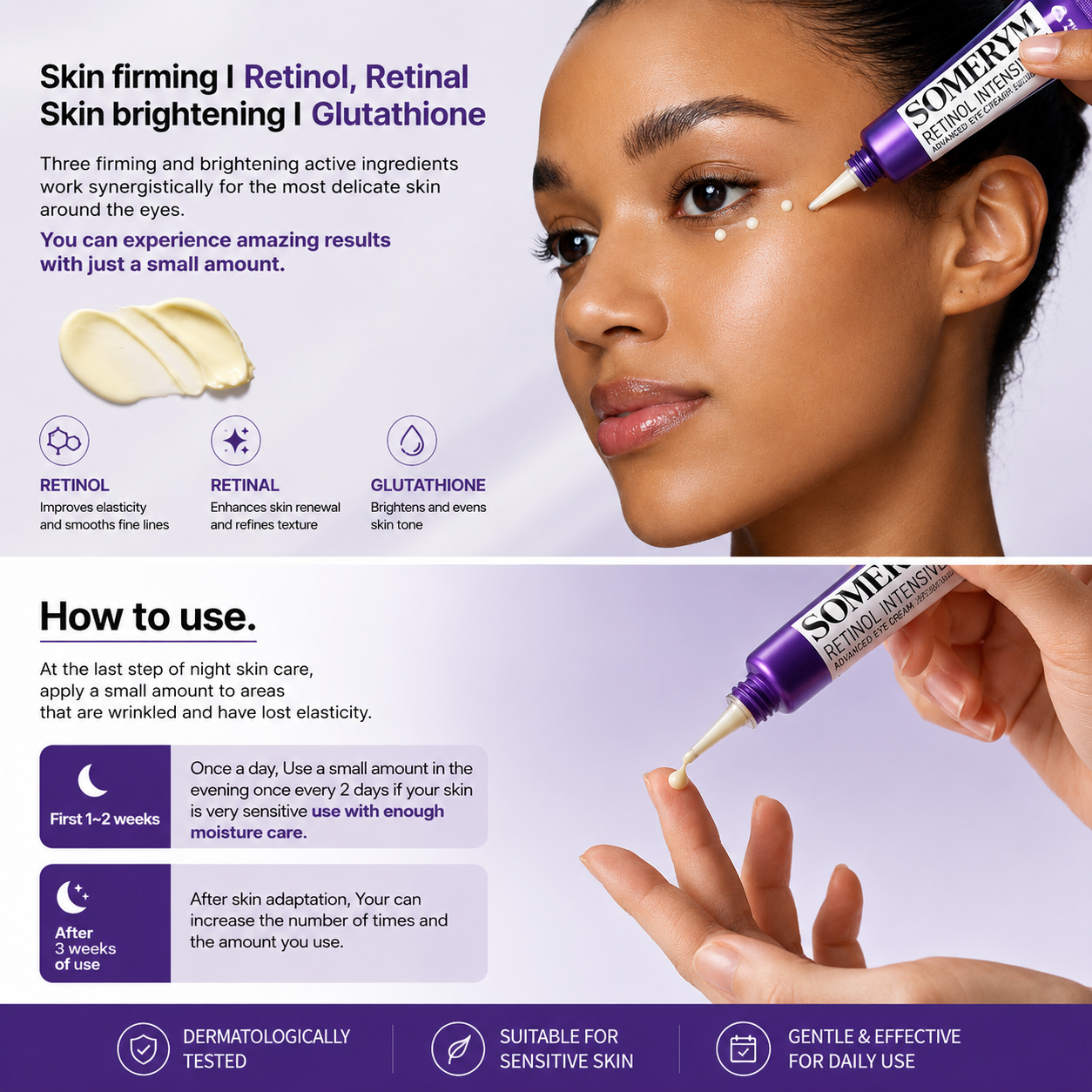 SOMEBY MI DC009 Retinol Intense Advanced Triple Action Eye Cream – Anti-Aging, Dark Circle & Fine Line Care | 30ml
