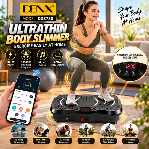 DENX DX3730 Ultrathin Body Slimmer – Vibration Fitness & Exercise Machine , with 5 Operating Modes and Music Speakers