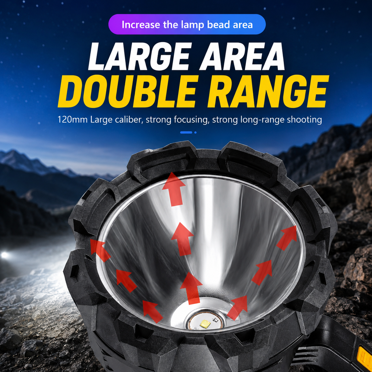 P70 Higlight Solar Searchlight – High Power LED Rechargeable Torch with Solar Charging W5191