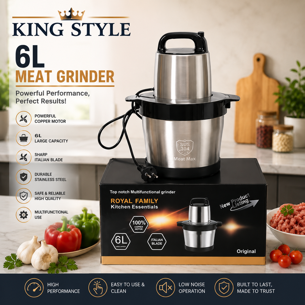 KING STYLE 6L TDL- G01 Electric Meat Grinder & Food Chopper – Stainless Steel Multi-Function Kitchen Processor