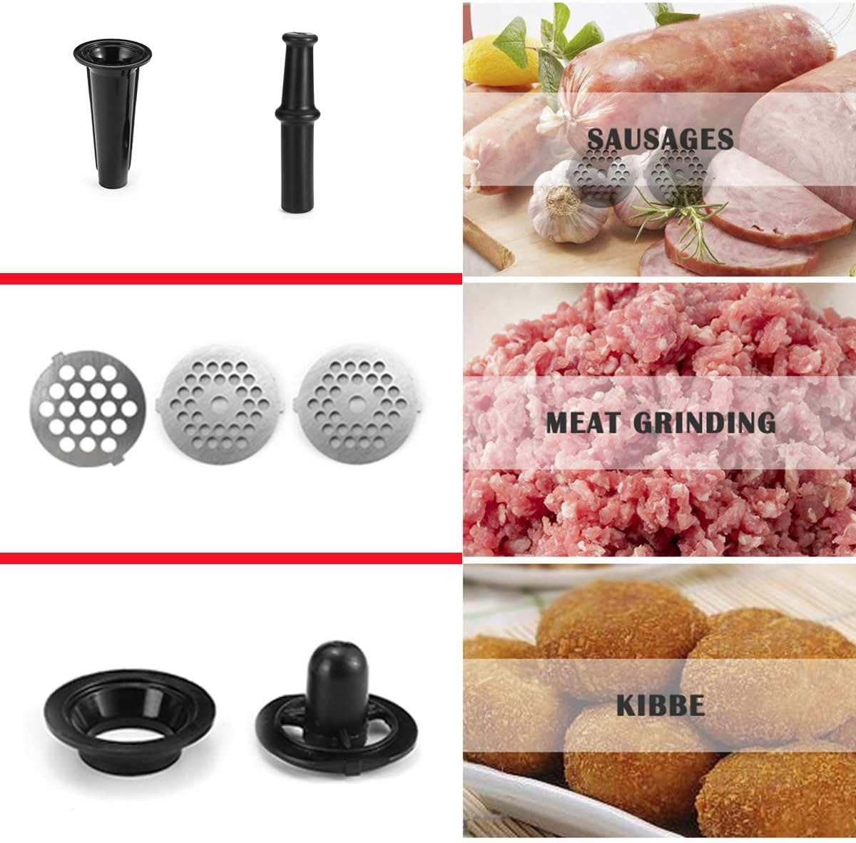 SOKANY SK-088 Electric Meat Grinder, 3200W Max Ultra Powerful, 3 in 1 Multifunction Electric Meat Grinder, Sausage Stuffer, 1 Cutting Blade, 3 Grinding Plates & Kubbe Attachment.(Sk-088 3200w)