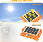 Solar LED Work Lights, 300W Rechargeable Portable USB Flood Light 4 Modes Security Job Site Lighting Waterproof 3000LM for Outdoor Camping Fishing Hiking Car Repairing Emergency