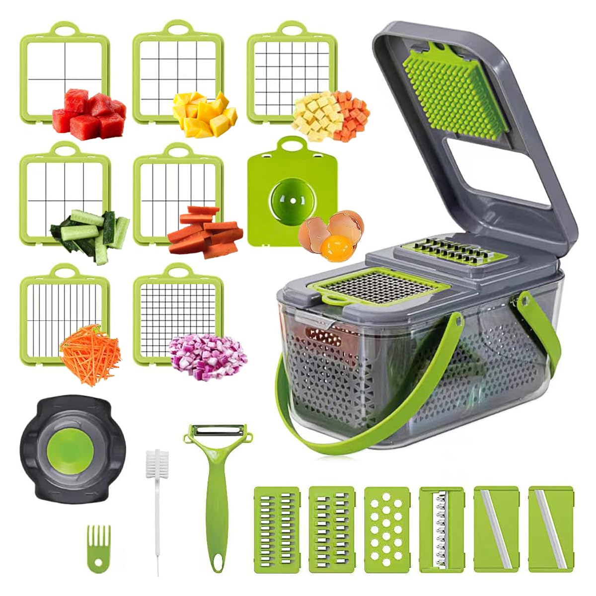 22 in 1 multi-function vegetable and fruit chopper, replaceable blade chopper, slicer set, suitable for home kitchen
