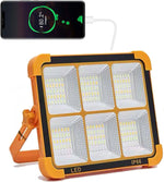 4PCS Solar LED Flood Light Combo | Rechargeable Portable Work Lights | IP66 Waterproof | USB Power Bank | Outdoor Emergency Camping Lights