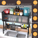 Kitchen Rack Over The Sink Dish Drying Rack, 3 Tier kitchen Drainer Drying Rack with Cover, Space Saving Large Stainless Steel Sink Dish Rack for Dishes, Bowls, Cutlery (75cm)