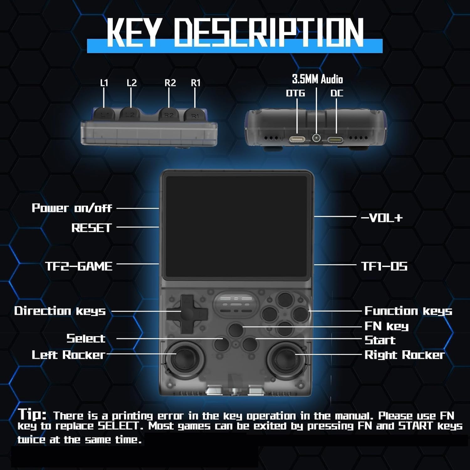 R36s retro Handheld Gaming Console with 64G Cards, Portable Retro Game Consoles Linux Gaming System Emulator 3.5-Inch IPS Screen