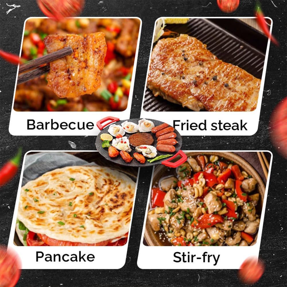 Non-Stick Electric Indoor Grill Pan, Smokeless Korean Grill Pan,28CM Multi Functional Electric Grill, Cooking Griddle Pan, Korean Style Bbq Grill Pan, Electric Baking Tray 800w Even Heating