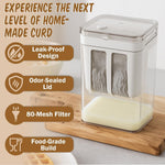 JD FRESH 1100ML Greek Yogurt & Curd Maker/Fine Mesh Strainer with Lid/Home Essentials/Hung Curd/Perfect for Homemade Yogurt/Whey Separator/Curd/Cheese & More 10.5x10.5x18.5 Cm,White