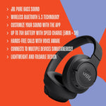 JBL Tune 720BT Wireless Over-Ear Headphones, Pure Bass Sound, Bluetooth 5.3, Hands-Free Call, Multi-Point Connection, Foldable - Black