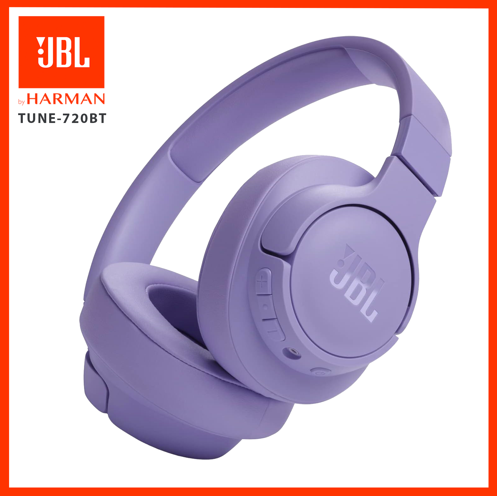 JBL Tune 720BT Wireless Over-Ear Headphones, Pure Bass Sound, Bluetooth 5.3, Hands-Free Call, Multi-Point Connection, Foldable - Purple