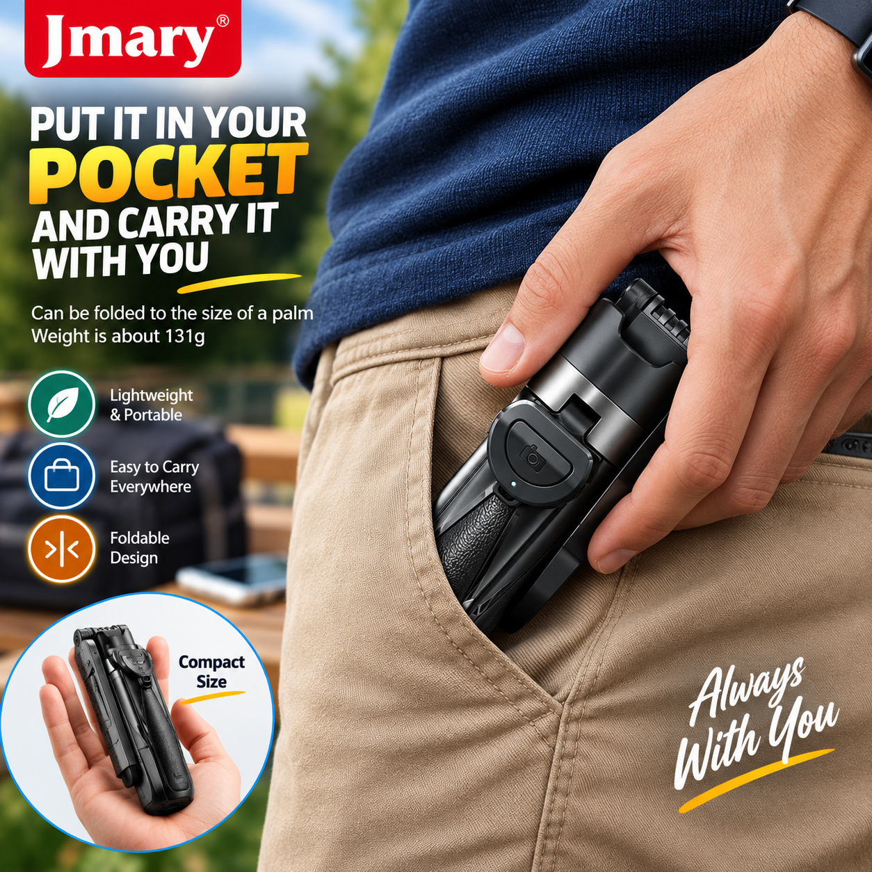 Jmary MT-18 Multifunctional Selfie Stick Tripod with Bluetooth Remote