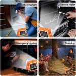 Solar LED Work Lights, 300W Rechargeable Portable USB Flood Light 4 Modes Security Job Site Lighting Waterproof 3000LM for Outdoor Camping Fishing Hiking Car Repairing Emergency