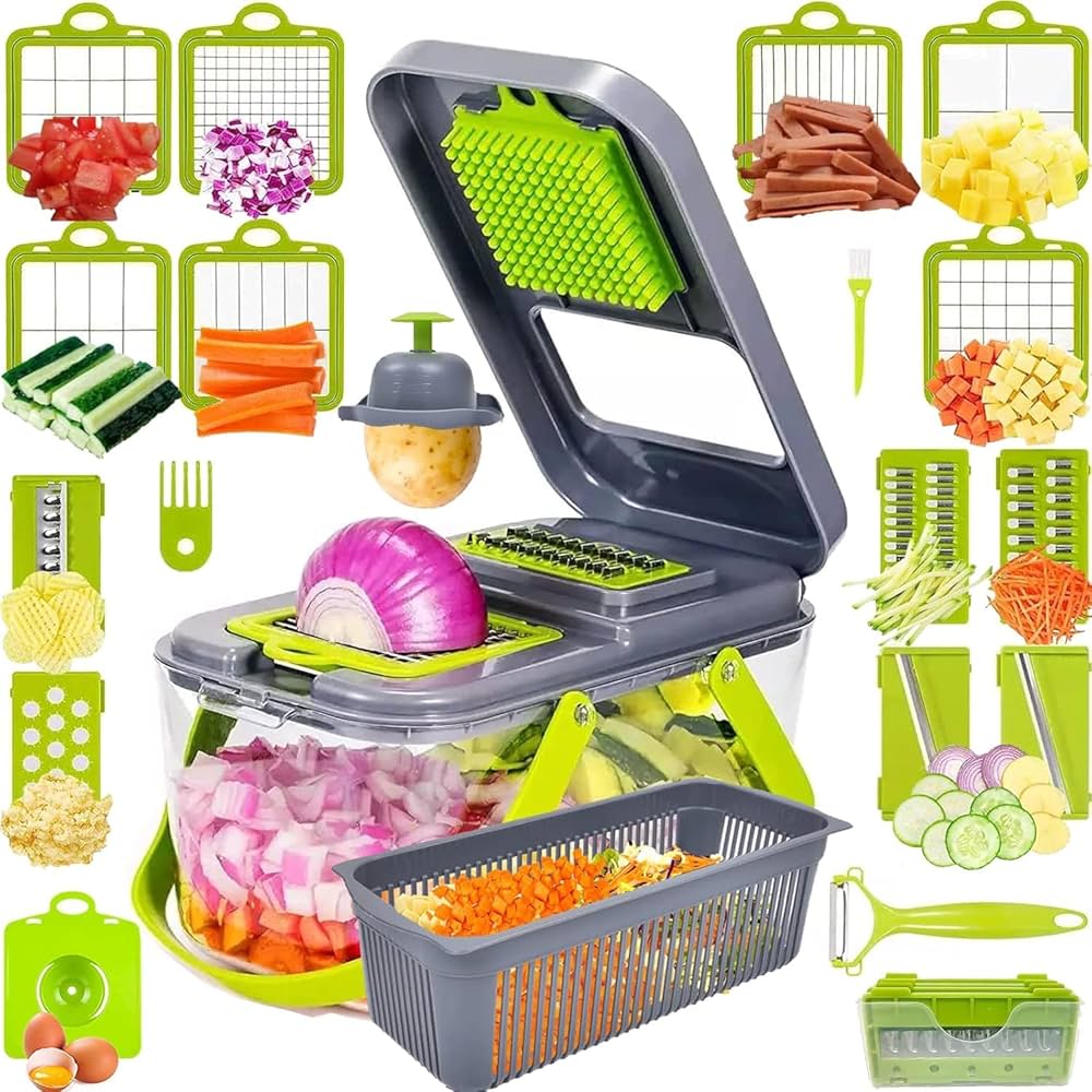 22 in 1 multi-function vegetable and fruit chopper, replaceable blade chopper, slicer set, suitable for home kitchen