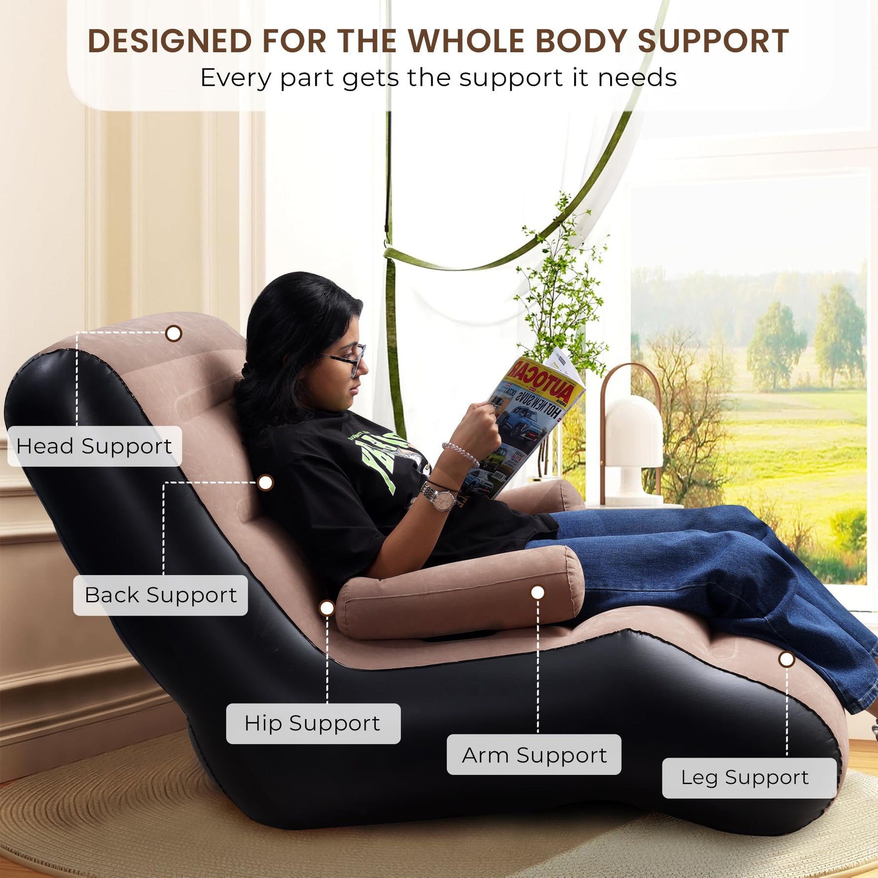 Portable Inflatable Sofa Chair 83002  | Comfortable Air Lounge Chair with Armrests for Indoor & Outdoor Use