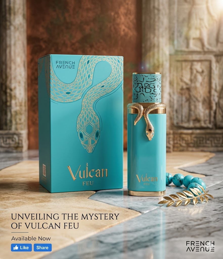 French Avenue Vulcan Feu, Oriental Woody Scent, Eau De Perfume(EDP) for Men, 100ml (3.4 FlOz) - with Ginger, Mango, Rhubarb & Cedarwood notes by Fragrance World