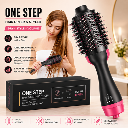 One Step Hot Air Brush – Hair Dryer & Styler | Dry, Straighten & Volumize