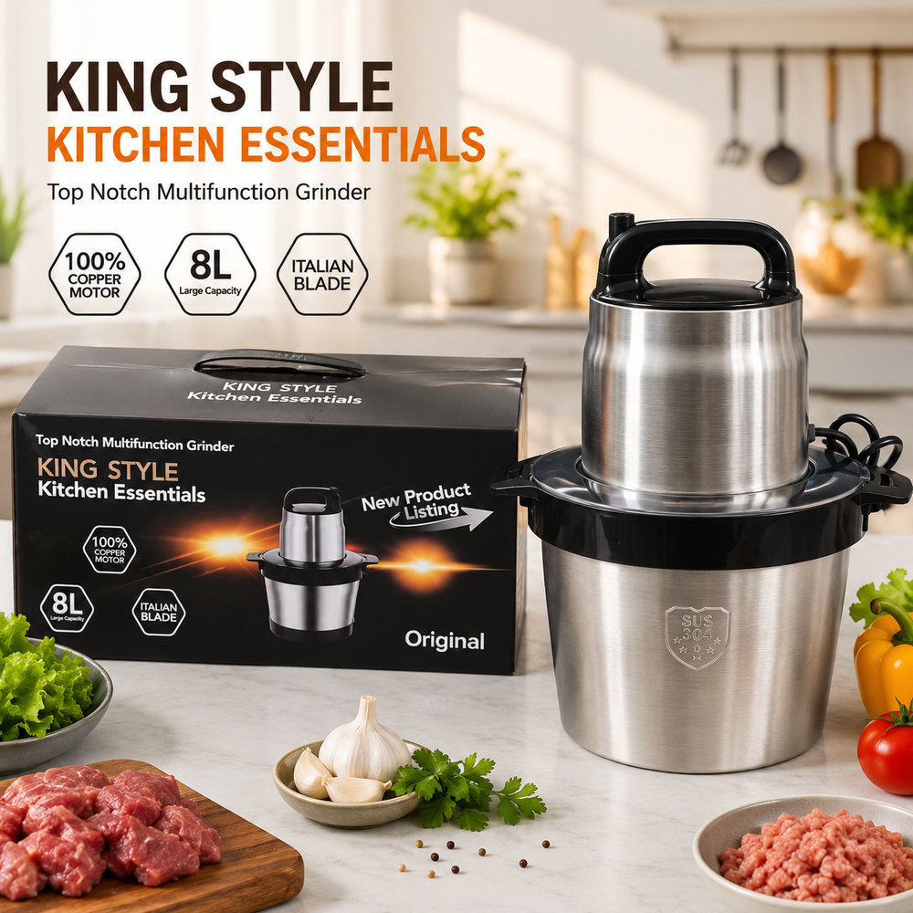King Style 8L TDL-G02 Commercial Electric Food Chopper | 100% Copper Motor | Stainless Steel Bowl | 8L Large Capacity