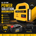 Yellow | 48V Portable Power Station with Battery & Charger – Intelligent Inverter & LED Light