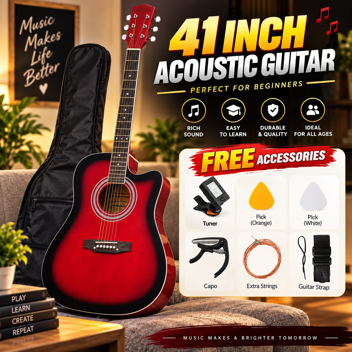 41 Inch Professional l Acoustic Guitar – KJ41C