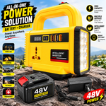 Yellow | 48V Portable Power Station with Battery & Charger – Intelligent Inverter & LED Light