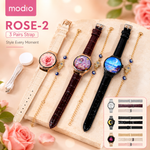MODIO ROSE-2 Smart Watch for Women – Bluetooth Calling, HD Touch Display, Health Monitoring & 3 Stylish Straps