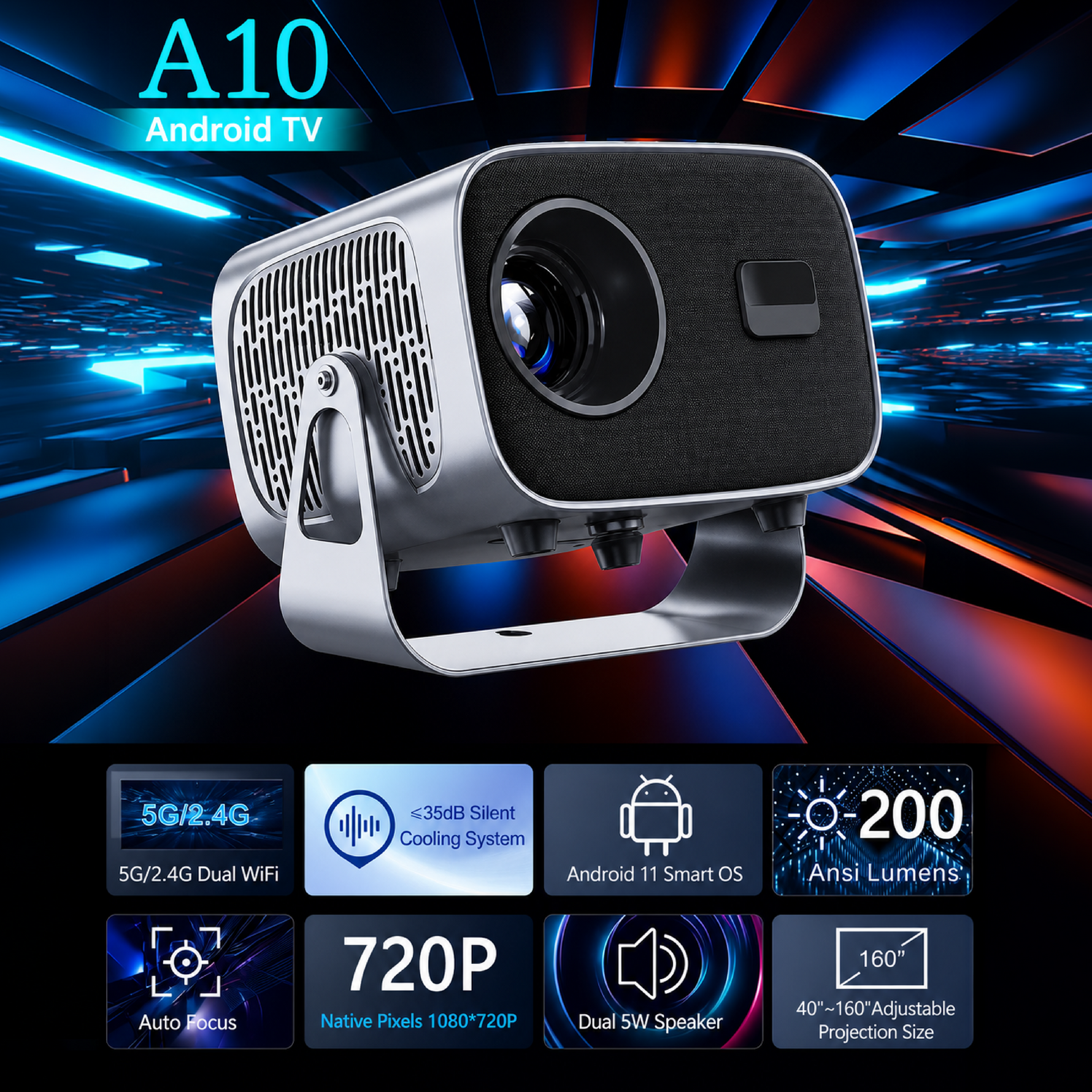 A10 Android Smart LED Projector