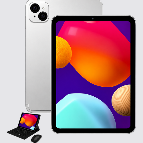 Modio M41 Tablet PC Silver | 10.1-Inch Display | 16GB RAM + 1TB ROM | Dual SIM | 8000mAh | Android 13 | 13MP+8MP Camera | with Keyboard, Mouse & Stylus