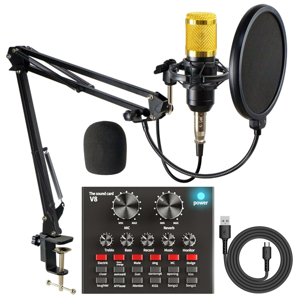 V8 Live Sound Card &amp; BM-800 Condenser Microphone Bundle Pack