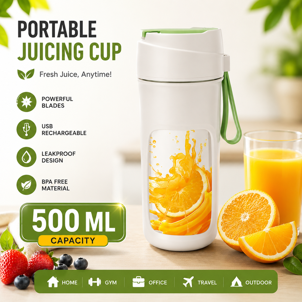 HP-890 Portable 500ML USB Rechargeable Juicing Cup | Personal Smoothie Blender | Leakproof Travel Juice Bottle