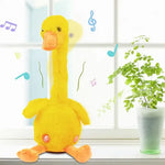 Glowing Dancing Duck Toy Repeats What You Say Talking Duckling Toy Wriggle Singing Mimicking Twisting Light Up Interactive Animated Toy Speaking Plush Gift for Kids