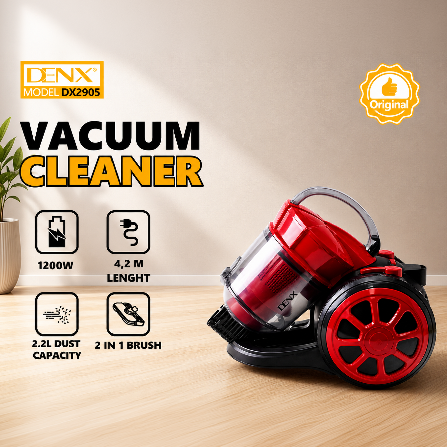 Denx DX2905 1200W 2.2L Vacuum Cleaner