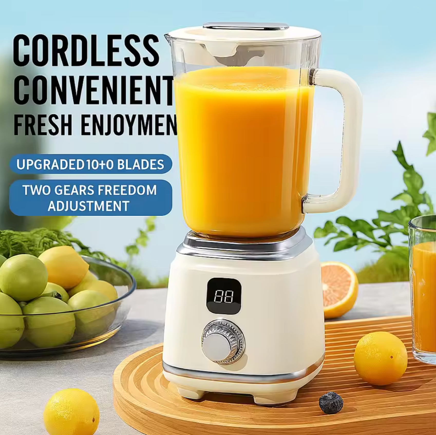 Portable Blender Cup 600ML Mini Juicer Mixer/3000mAh USB Rechargeable/10-Blade Powerful Motor For Smoothies/Vegetables
