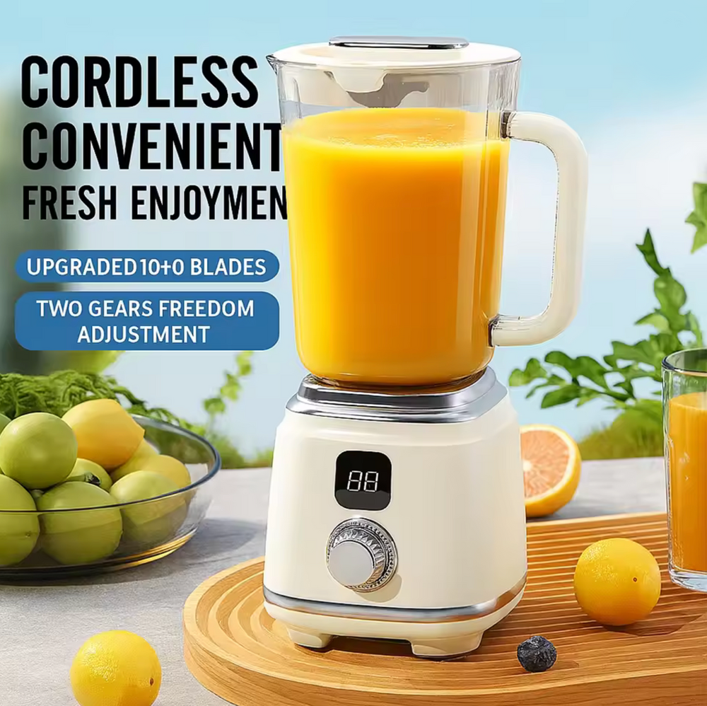 HP-168 Portable Blender Cup 600ML Mini Juicer Mixer/3000mAh USB Rechargeable/10-Blade Powerful Motor For Smoothies/Vegetables