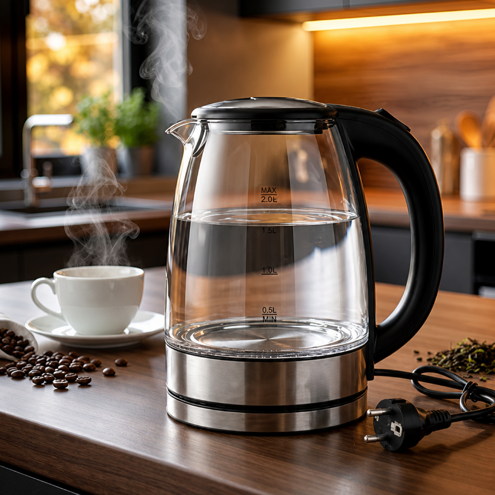 Slivers Criest Electric Glass Kettle SC-303 – 1500W, 2.0L Fast Boiling, Quick & Safe Hot Water