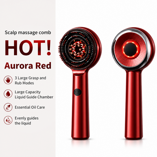 Electric Massage Comb 3 Modes of Scrubbing And Rubbing Round Teeth Comb 9Ml Liquid Reservoir Dustproof Cover Design