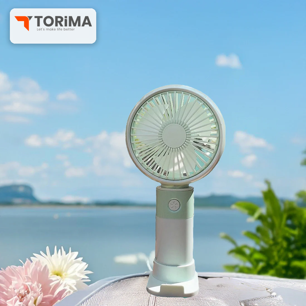 TORIMA F-42 Rechargeable Portable Handheld Fan | 4-Speed Personal Cooling Fan | USB-C Fast Charging | Desktop & Travel Fan
