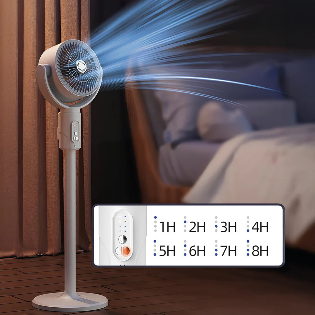 Torima F1 Air Fan, Portable, Rechargeable, Adjustable Height, Remote Control, 5 Speed Settings, Quiet Cooling & USB Type-C Charging, White