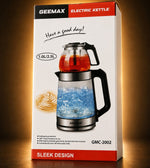 GEEMAX  2-in-1 Electric Glass Kettle,Clear, 2.5L Water Boiler with 1L Teapot, Tea Strainer, Fast Boil, Auto Shut-Off, Cordless Base | GMC 2002