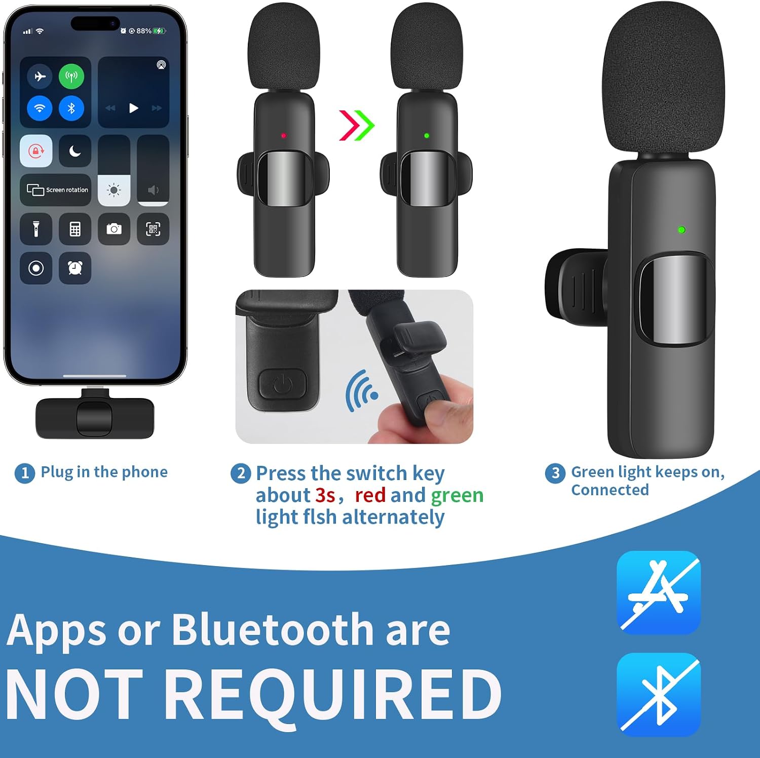 K11 Wireless Vlogging Microphone – Dual Mic with Noise Reduction & Plug & Play ( C-Type Connector)