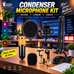 BM800 Condenser Microphone Studio Kit with Adjustable Boom Arm & Pop Filter